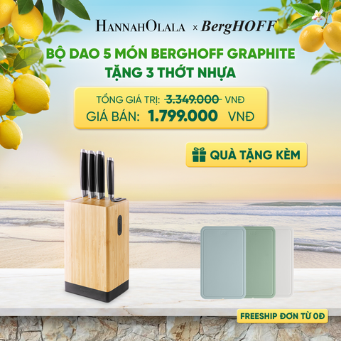  BỘ DAO 5 MÓN BERGHOFF GRAPHITE TẶNG 3 THỚT NHỰA - DEAL 29 