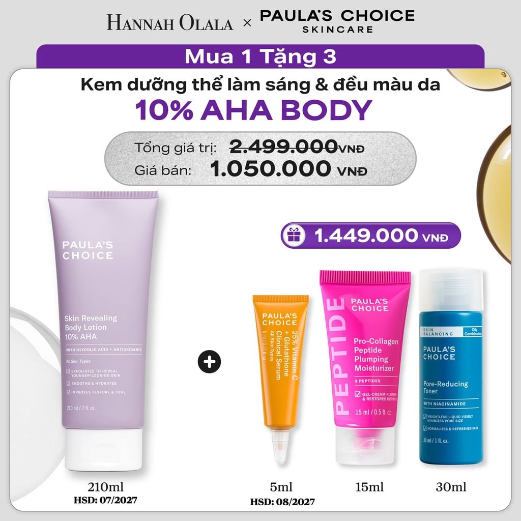  KEM DƯỠNG THỂ LÀM SÁNG DA VÀ LÀM ĐỀU MÀU DA SKIN REVEALING BODY LOTION 10% AHA 210ML - HSD: 07/2027 - DEAL 02 - E11 