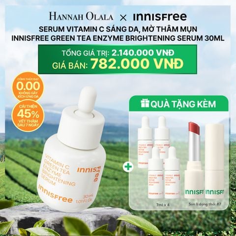  DEAL 3: SERUM VITAMIN C SÁNG DA, MỜ THÂM MỤN INNISFREE GREEN TEA ENZYME BRIGHTENING SERUM 30ML 
