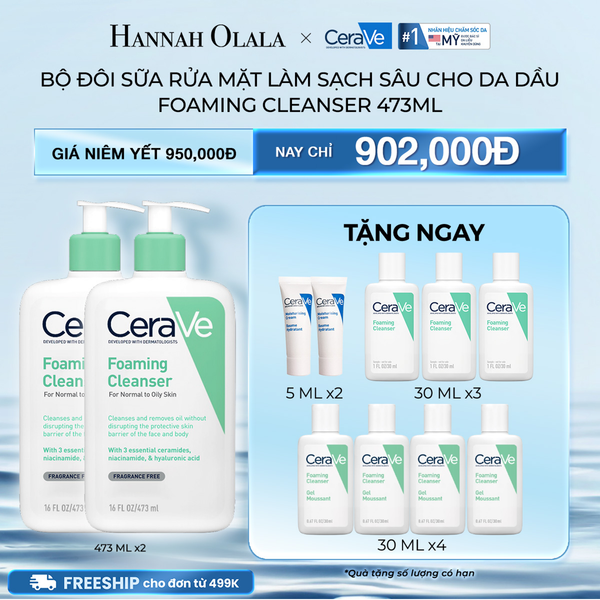  M40_DEAL 6: BỘ ĐÔI SỮA RỬA MẶT GIÚP LÀM SẠCH SÂU CHO DA DẦU FOAMING CLEANSER 473ML 