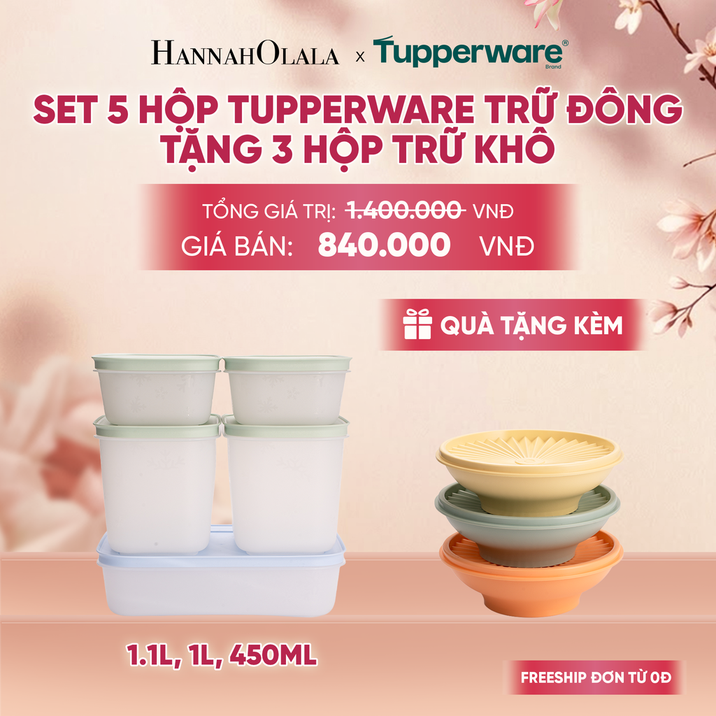  SET 5 HỘP TUPPERWARE TRỮ ĐÔNG TẶNG 3 HỘP TRỮ KHÔ - DEAL 3 - A927 