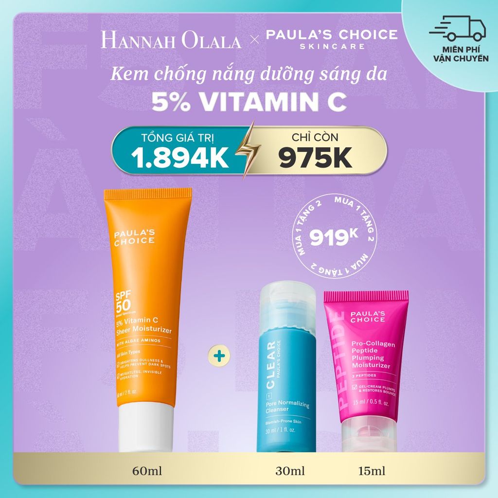  DEAL 5: KEM CHỐNG NẮNG DƯỠNG ẨM GIÚP LÀM SÁNG VÀ ĐỀU MÀU DA VỚI 5% VITAMIN C SPF 50 60ML 