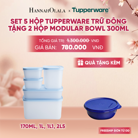  SET 5 HỘP TUPPERWARE TRỮ ĐÔNG TẶNG 2 HỘP MODULAR BOWL 300ML - DEAL 6 - A929 