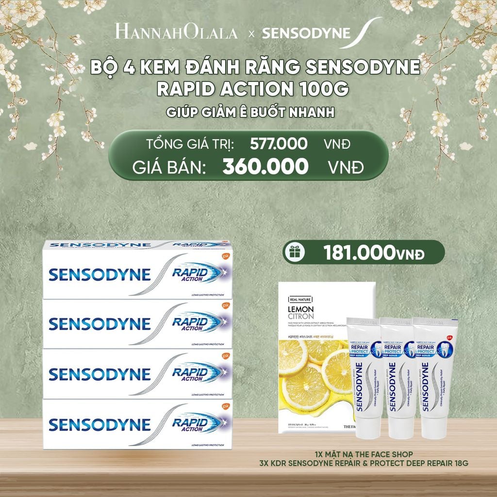  DEAL 7: BỘ 4 KEM ĐÁNH RĂNG SENSODYNE RAPID ACTION 100G GIÚP GIẢM Ê BUỐT NHANH 