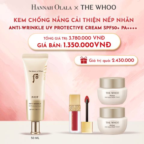  D39_DEAL08: KEM CHỐNG NẮNG CẢI THIỆN NẾP NHĂN WHOO ANTI-WRINKLE UV PROTECTIVE CREAM SPF50+ PA++++ 50ML 