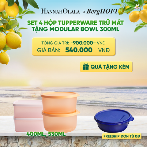  SET 4 HỘP TUPPERWARE TRỮ MÁT TẶNG MODULAR BOWL 300ML - DEAL 8 