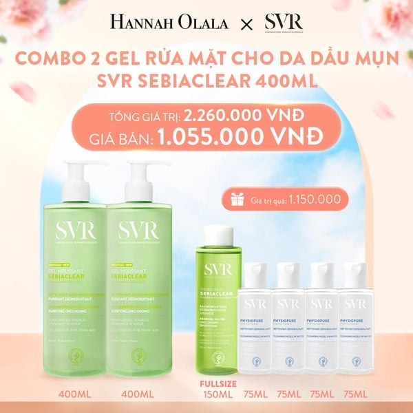  DEAL 01: COMBO 2 GEL RỬA MẶT KHÔNG CÓ XÀ PHÒNG, LÀM SẠCH, LOẠI BỎ TẾ BÀO DA CHẾT SVR SEBIACLEAR GEL MOUSSANT 400ML 