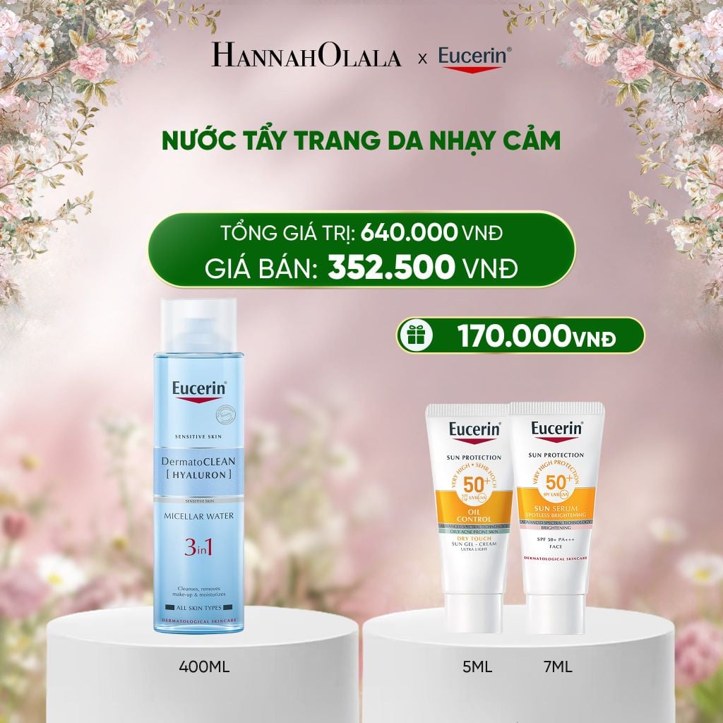  DEAL 02: NƯỚC TẨY TRANG DỊU NHẸ CHO DA NHẠY CẢM EUCERIN DERMATO CLEAN MICELLAR CLEANSING FLUID 400ML 