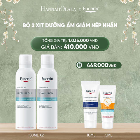  DEAL 2: BỘ 02 XỊT DƯỠNG ẨM & HỖ TRỢ CẢI THIỆN TÌNH TRẠNG NẾP NHĂN EUCERIN HYALURON MIST SPRAY 150ML 