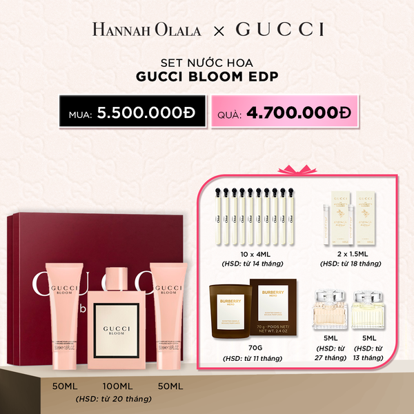  DEAL 2: SET NƯỚC HOA GUCCI BLOOM EDP 100 ML + 50 ML + 50 ML - (HSD TỪ 20 THÁNG) 