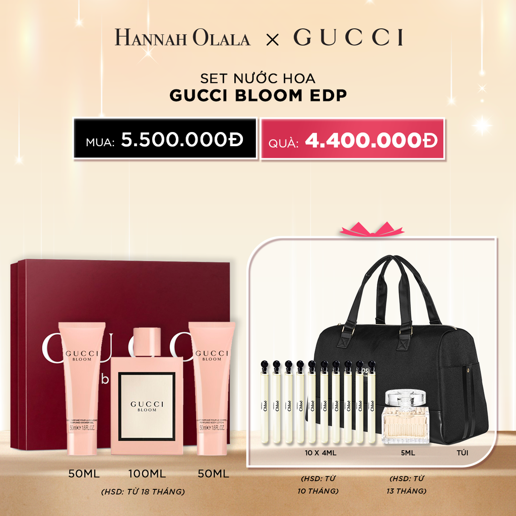  DEAL 3: SET NƯỚC HOA GUCCI BLOOM EDP 100 ML + 50 ML + 50 ML 