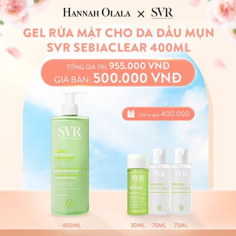  A812_DEAL 03: GEL RỬA MẶT KHÔNG CÓ XÀ PHÒNG, LÀM SẠCH, LOẠI BỎ TẾ BÀO DA CHẾT SVR SEBIACLEAR GEL MOUSSANT 400ML 
