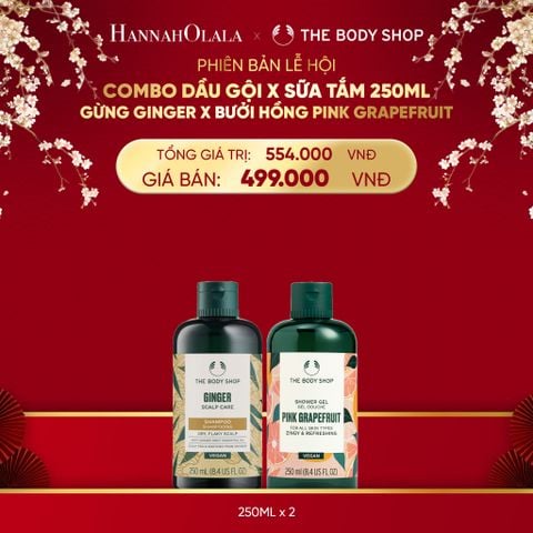  DEAL 3: COMBO CHĂM TÓC KHOẺ DƯỠNG DA MỊN 250ML - DẦU GỘI GINGER & SỮA TẮM PINK GRAPEFRUIT 