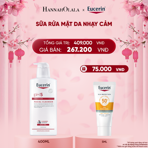  DEAL 03: SỮA RỬA MẶT CHO DA NHẠY CẢM EUCERIN PH5 SENSITIVE SKIN FACIAL CLEANSER 400ML 