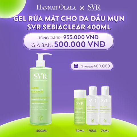  C10_DEAL 03: GEL RỬA MẶT KHÔNG CÓ XÀ PHÒNG, LÀM SẠCH, LOẠI BỎ TẾ BÀO DA CHẾT SVR SEBIACLEAR GEL MOUSSANT 400ML 