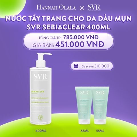  C12_DEAL 05.1: NƯỚC LÀM SẠCH DA, TẨY TRANG VÀ GIÚP LOẠI BỎ DẦU SVR SEBIACLEAR EAU MICELLAIRE 400ML 