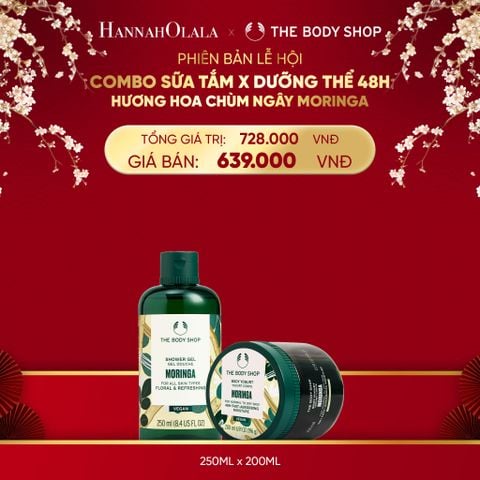  DEAL 5: COMBO CHĂM DA NGÁT HƯƠNG HOA CHÙM NGÂY MORINGA - SỮA TẮM 250ML & SỮA CHUA DƯỠNG THỂ 200ML 
