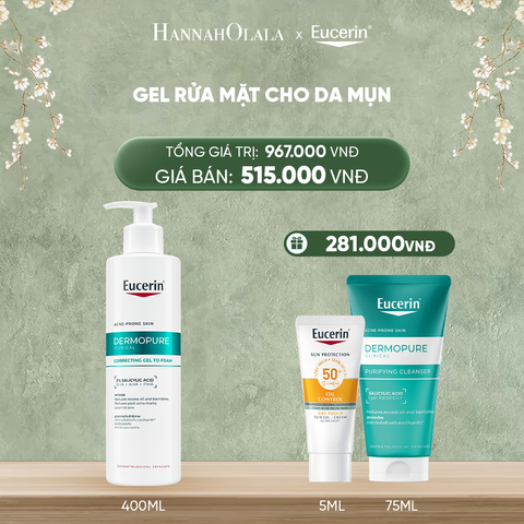  DEAL 5: GEL RỬA MẶT CHO DA MỤN EUCERIN DERMOPURE CLINICAL CORRECTING GEL TO FOAM 400ML 