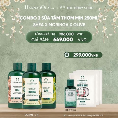  DEAL 5: COMBO 3 SỮA TẮM THIÊN NHIÊN DƯỠNG ẨM 250ML - MORINGA & SHEA & OLIVE 