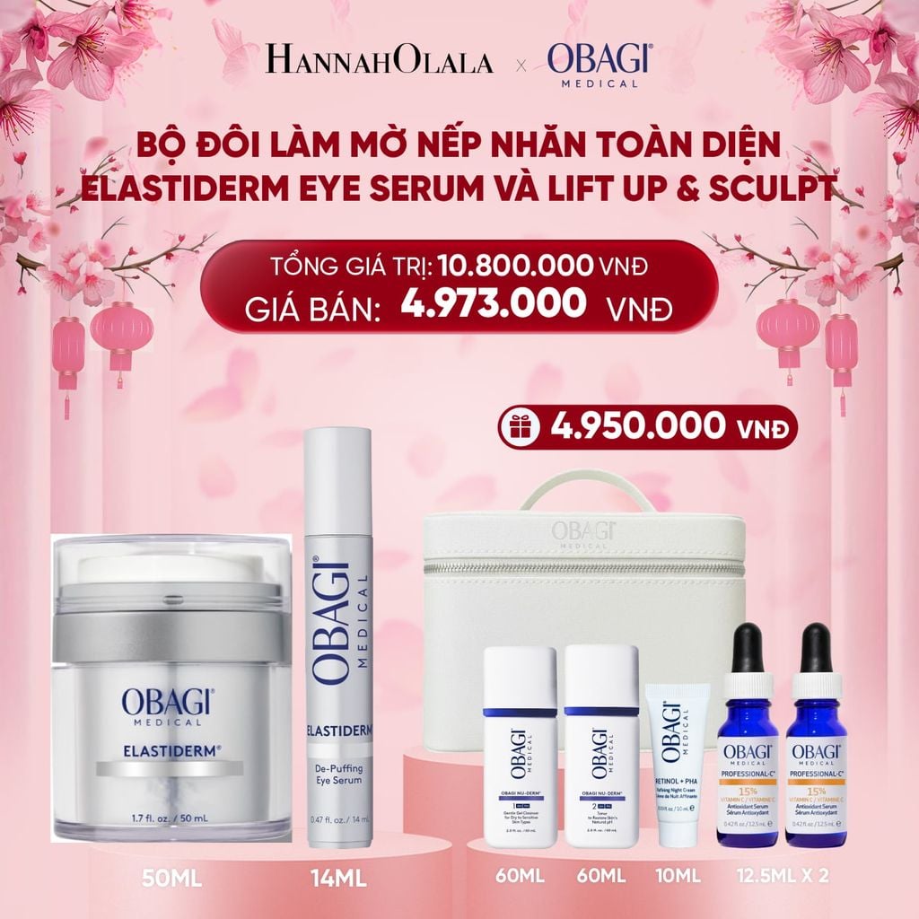  DEAL 5: BỘ ĐÔI KEM DƯỠNG LÀM MỜ NẾP NHĂN TOÀN DIỆN OBAGI ELASTIDERM LIFT UP & SCULPT 50ML VÀ ELASTIDERM EYE SERUM 14ML 