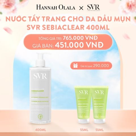  A814_DEAL 05: NƯỚC LÀM SẠCH DA, TẨY TRANG VÀ GIÚP LOẠI BỎ DẦU SVR SEBIACLEAR EAU MICELLAIRE 400ML 