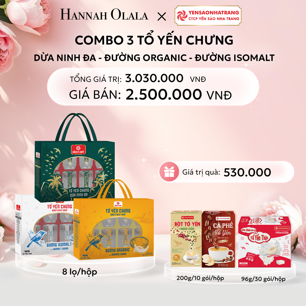  E181: DEAL 6: COMBO 03 TỔ YẾN CHƯNG DỪA NINH ĐA- ĐƯỜNG ORGANIC- ĐƯỜNG ISOMALT 