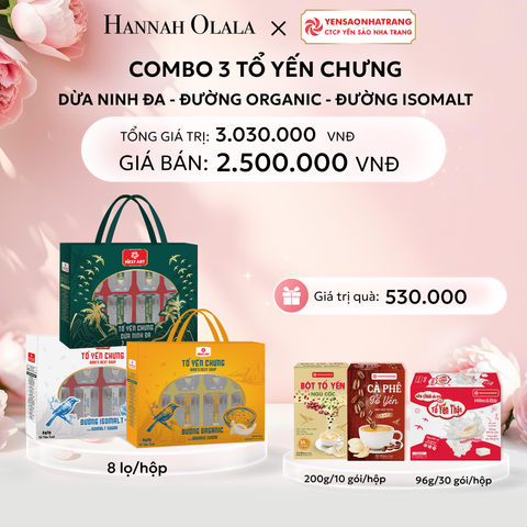  E181: DEAL 6: COMBO 03 TỔ YẾN CHƯNG DỪA NINH ĐA- ĐƯỜNG ORGANIC- ĐƯỜNG ISOMALT 