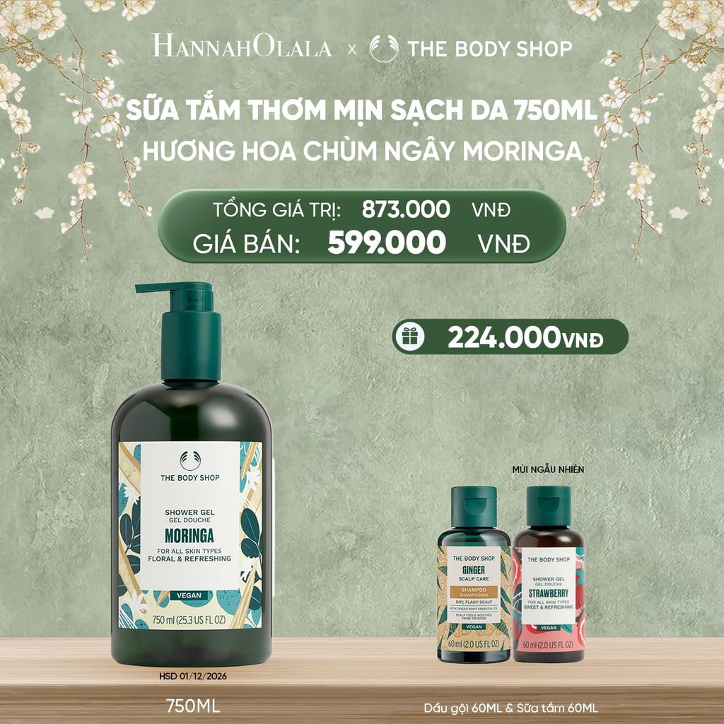 DEAL 6: SỮA TẮM DƯỠNG ẨM DA HƯƠNG HOA CHÙM NGÂY MORINGA SHOWER GEL 750ML 