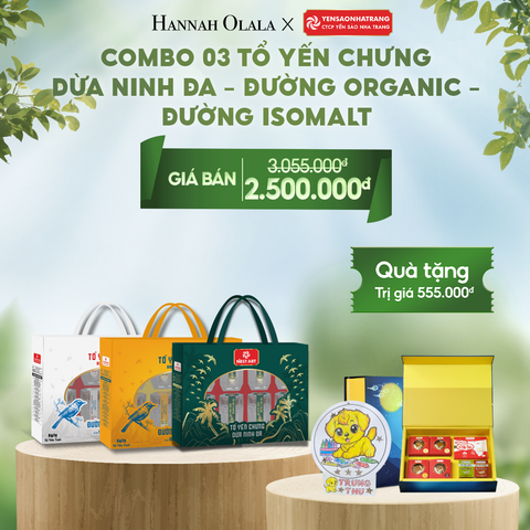  DEAL 6: COMBO 03 TỔ YẾN CHƯNG DỪA NINH ĐA- ĐƯỜNG ORGANIC- ĐƯỜNG ISOMALT 