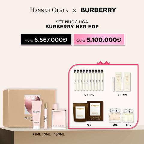  DEAL 6: SET NƯỚC HOA BURBERRY HER EDP 100 ML + 75 ML+ 10 ML 