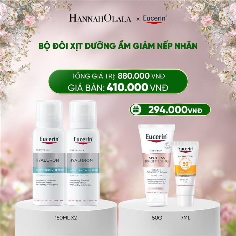  DEAL 06: BỘ 02 XỊT DƯỠNG ẨM & HỖ TRỢ CẢI THIỆN TÌNH TRẠNG NẾP NHĂN EUCERIN HYALURON MIST SPRAY 150ML 