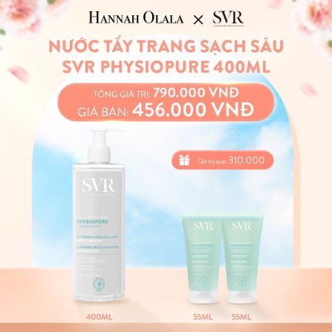  A817_DEAL 08: NƯỚC TẨY TRANG GIÚP LÀM SẠCH DA MẶT DÙNG ĐƯỢC CHO CẢ MẮT VÀ MÔI SVR PHYSIOPURE EAU MICELLAIRE 400ML 