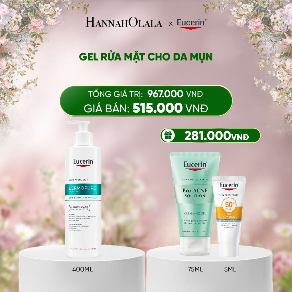  DEAL 09: GEL RỬA MẶT CHO DA MỤN EUCERIN DERMOPURE CLINICAL CORRECTING GEL TO FOAM 400ML 