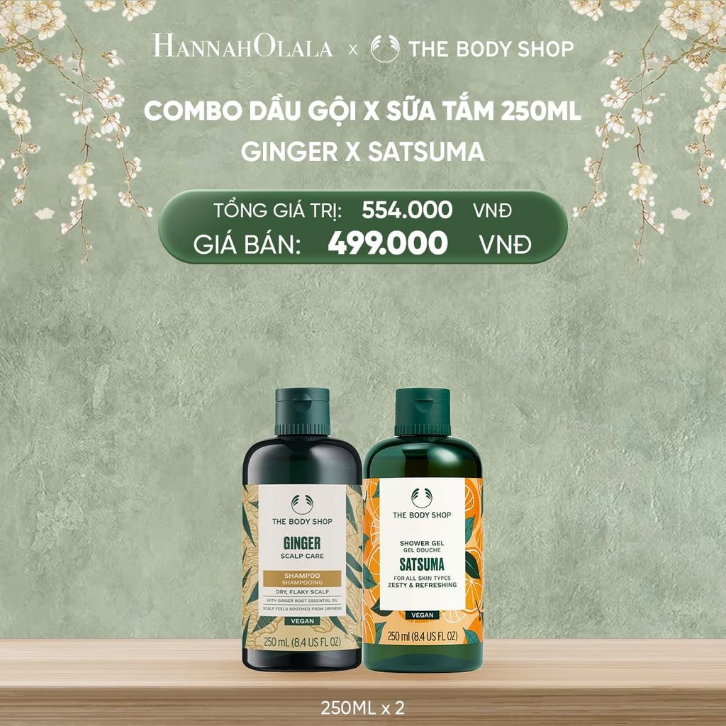  DEAL 9: COMBO DẦU GỘI & SỮA TẮM 250ML CHĂM TÓC KHOẺ DƯỠNG DA MỊN - GỪNG GINGER X CAM QUÝT SATSUMA 