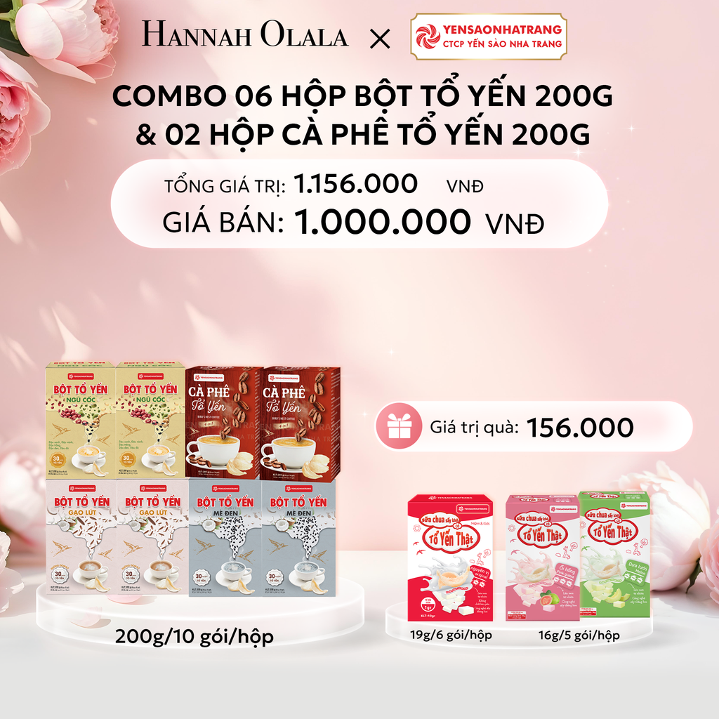  E184: DEAL 9: COMBO 06 HỘP BỘT TỔ YẾN & 02 CÀ PHÊ TỔ YẾN 