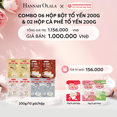  E184: DEAL 9: COMBO 06 HỘP BỘT TỔ YẾN & 02 CÀ PHÊ TỔ YẾN 