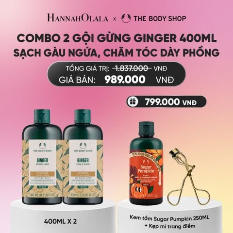  COMBO CHĂM TÓC DÀY PHỒNG, GIẢM GÃY RỤNG, SẠCH GÀU NGỨA GINGER 400ML - 2X DẦU GỘI_ A356 