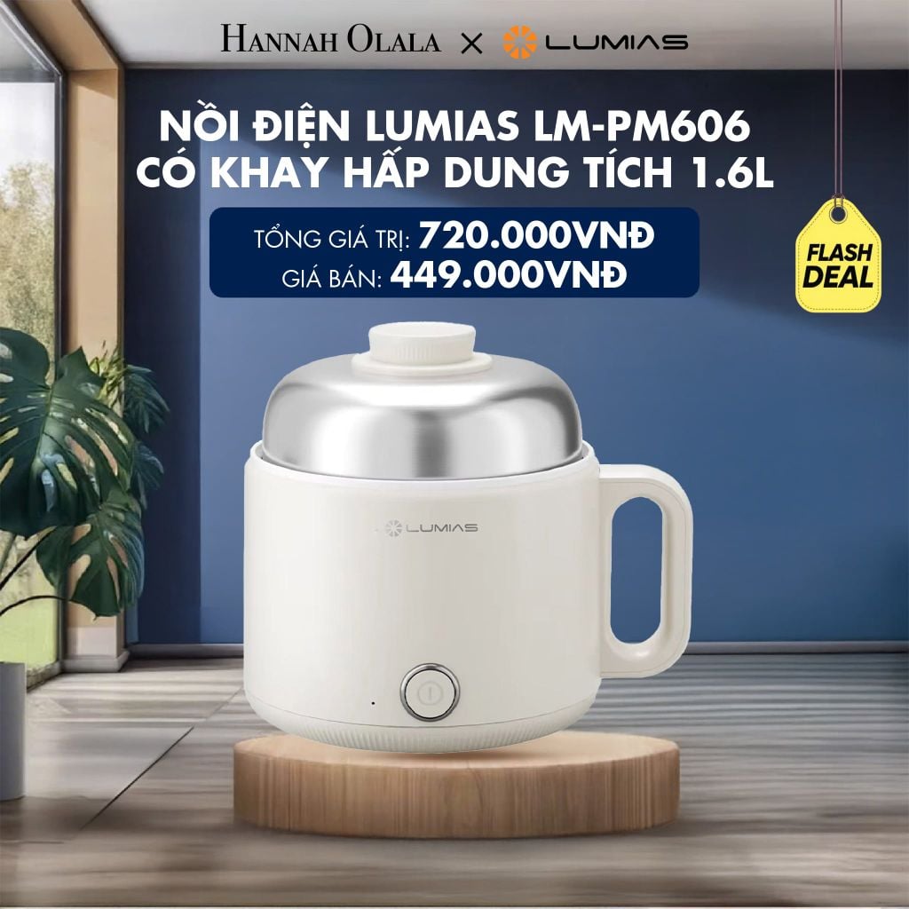  NỒI ĐIỆN LUMIAS LM-PM606 CÓ KHAY HẤP DUNG TÍCH 1.6L - DEAL 1 