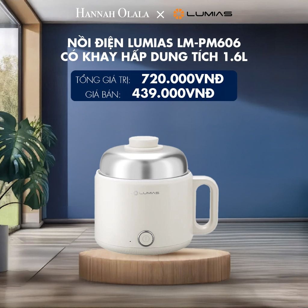  [FLASHSALE] NỒI ĐIỆN LUMIAS LM-PM606 CÓ KHAY HẤP DUNG TÍCH 1.6L - DEAL 1 
