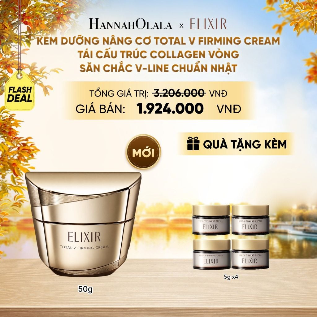  [FLASHSALE] [MỚI] KEM DƯỠNG CẢI THIỆN CHẢY XỆ NGĂN NGỪA LÃO HÓA ELIXIR TOTAL V FIRMING CREAM 50G - DEAL1.1 - E135 