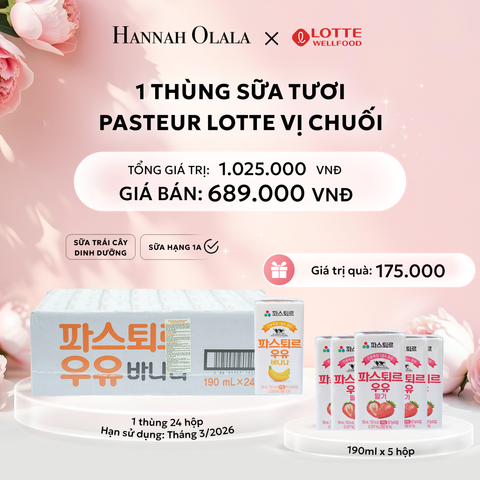  E316: DEAL 1: SỮA TƯƠI PASTEUR VỊ CHUỐI HẠNG 1A LOTTE 24 HỘP (190ml/hộp) 