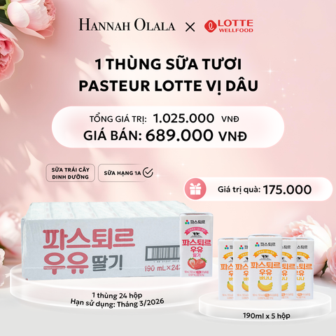  E317: DEAL 2: SỮA TƯƠI PASTEUR VỊ DÂU HẠNG 1A LOTTE 24 HỘP (190ml/hộp) 