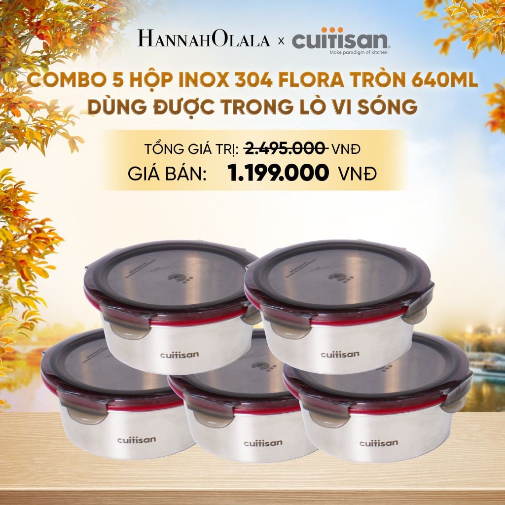  HỘP INOX 304 CAO CẤP CUITISAN FLORA TRÒN DÙNG ĐƯỢC TRONG LÒ VI SÓNG - DEAL 1 - E1605 