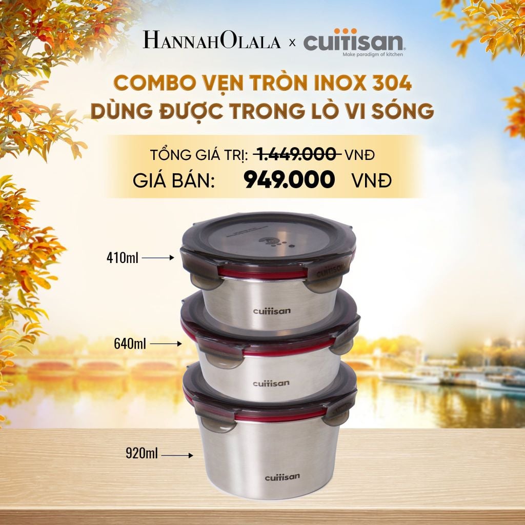  HỘP INOX 304 CAO CẤP CUITISAN FLORA TRÒN DÙNG ĐƯỢC TRONG LÒ VI SÓNG - DEAL 1 - E1605 