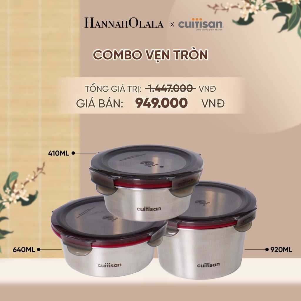  HỘP INOX 304 CAO CẤP CUITISAN FLORA DÙNG ĐƯỢC TRONG LÒ VI SÓNG - DEAL 1 - A1936 