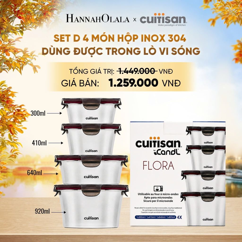  HỘP INOX 304 CAO CẤP CUITISAN FLORA TRÒN DÙNG ĐƯỢC TRONG LÒ VI SÓNG - DEAL 1 - E1605 