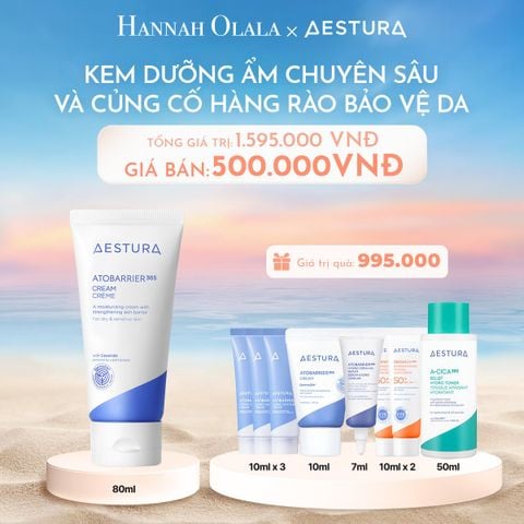  C892_DEAL 1: SET GIỚI HẠN - KEM DƯỠNG ẨM CHUYÊN SÂU VÀ CỦNG CỐ HÀNG RÀO BẢO VỆ DA AESTURA ATOBARRIER365 CREAM 80ML - TẶNG KÈM KEM DƯỠNG 10ML & SERUM HA 