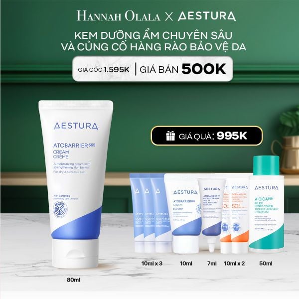  A1_DEAL 1: SET GIỚI HẠN - KEM DƯỠNG ẨM CHUYÊN SÂU VÀ CỦNG CỐ HÀNG RÀO BẢO VỆ DA AESTURA ATOBARRIER365 CREAM 80ML - TẶNG KÈM KEM DƯỠNG 10ML & SERUM HA 