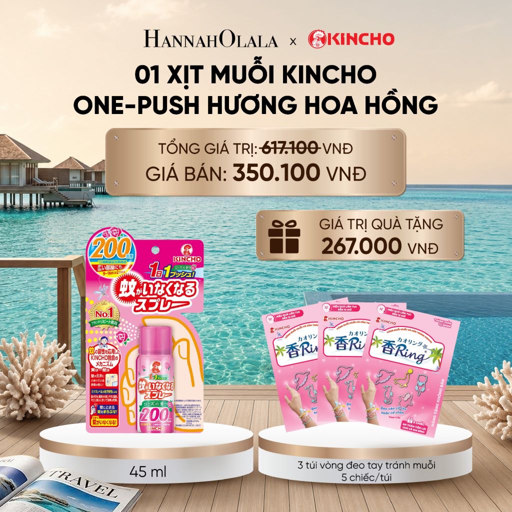  XỊT MUỖI KINCHO ONE-PUSH HƯƠNG HOA HỒNG_ A1329_ D825 