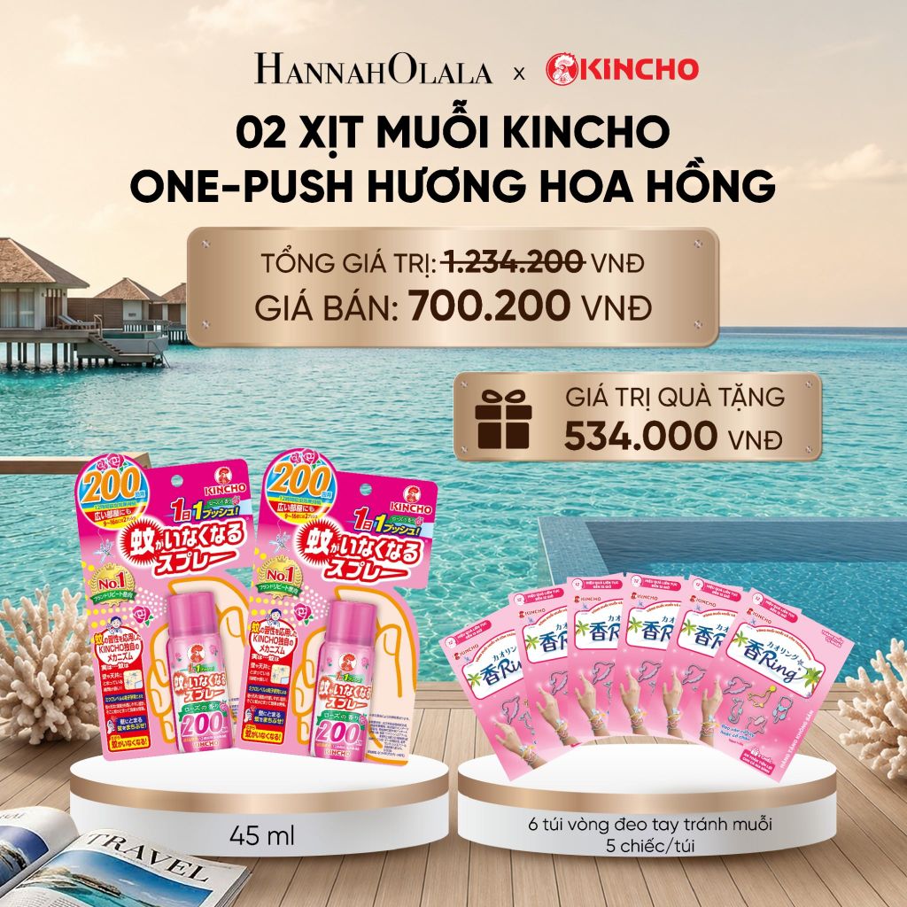  XỊT MUỖI KINCHO ONE-PUSH HƯƠNG HOA HỒNG_ A1329_ D825 